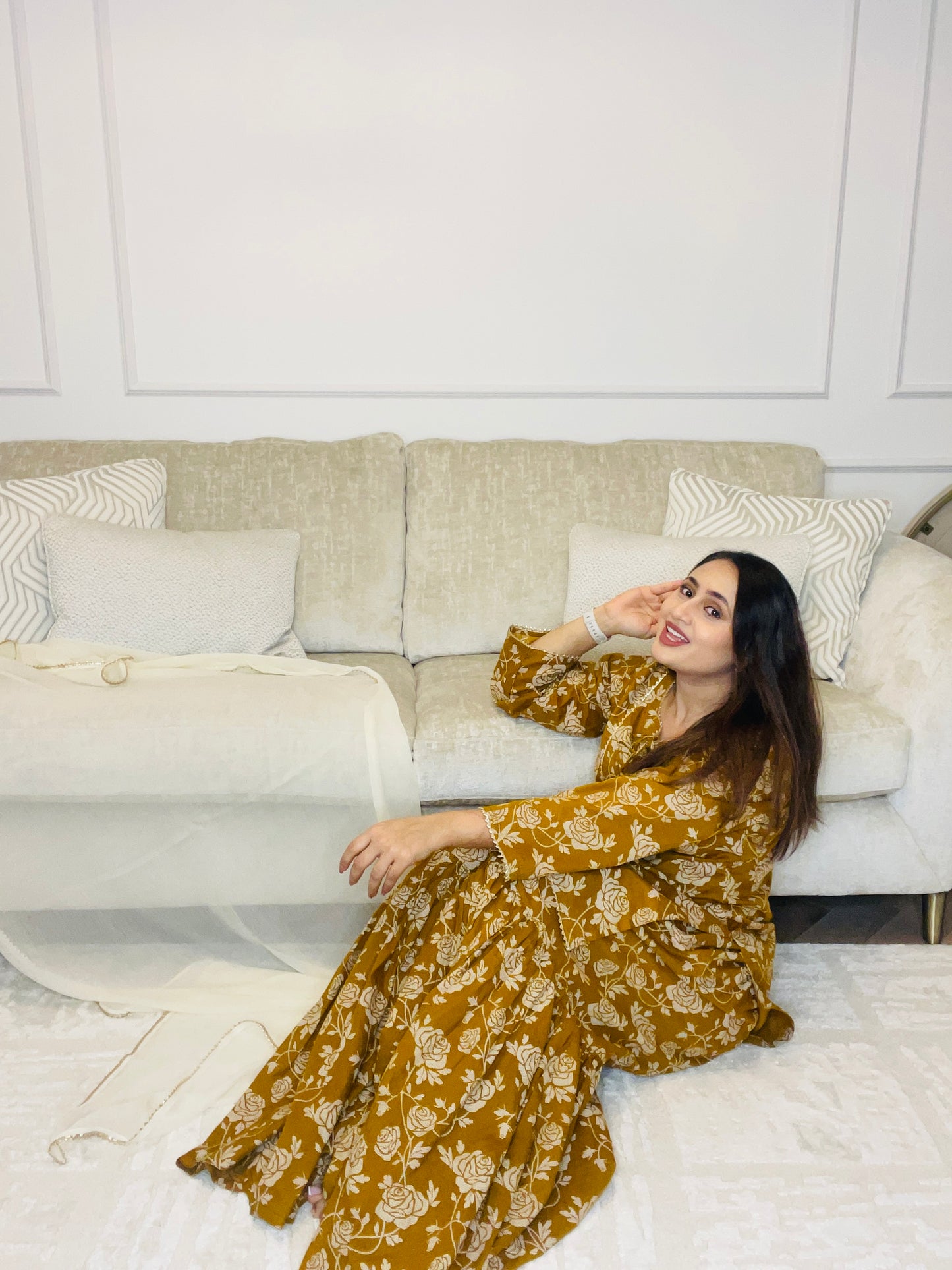 Golden Glow Outfit | Your Festive Favourite | Stunning Floral Sharara Set | Effortless Elegance| Ethnic Vibes Done Right
